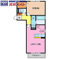 プロシード上浜A 1LDKの間取図画像