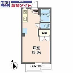 グリーンヴィラ平野A ワンルームの間取図画像