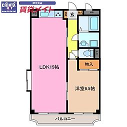 サンアースハイム 1LDKの間取図画像