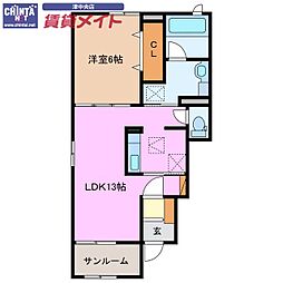 ベル・ガーデンB 1LDKの間取図画像