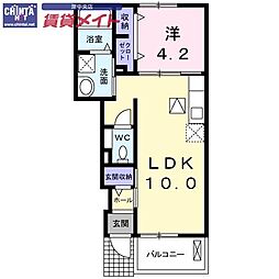 カームリーガーデン1 1LDKの間取図画像