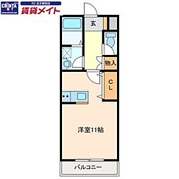 ビリーヴ・エヌツー ワンルームの間取図画像