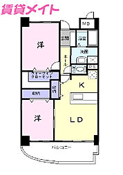 シャルマンヴェガ 2LDKの間取図画像