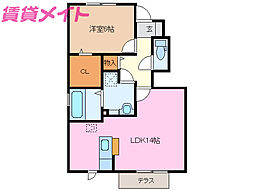 ショコラ 1LDKの間取図画像
