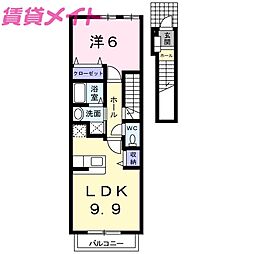 クレアフォーシーズンズB 1LDKの間取図画像