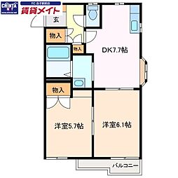 STクレドール21 2DKの間取図画像