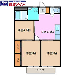 シティハイツ萩A 3DKの間取図画像