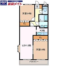 パラティーノ 2LDKの間取図画像