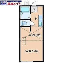 千代崎アルフィ北棟 ワンルームの間取図画像