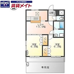 ロイヤルラファミーユA 2LDKの間取図画像