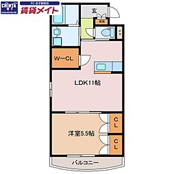 エスティ3 1LDKの間取図画像