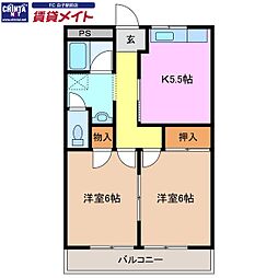 エバーランド伊藤 2Kの間取図画像