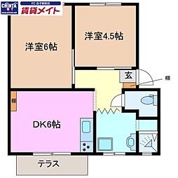 SunLumiereBLD.HIRATAA棟 2DKの間取図画像