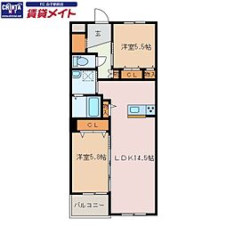 ウッドベルヒルズ 2LDKの間取図画像