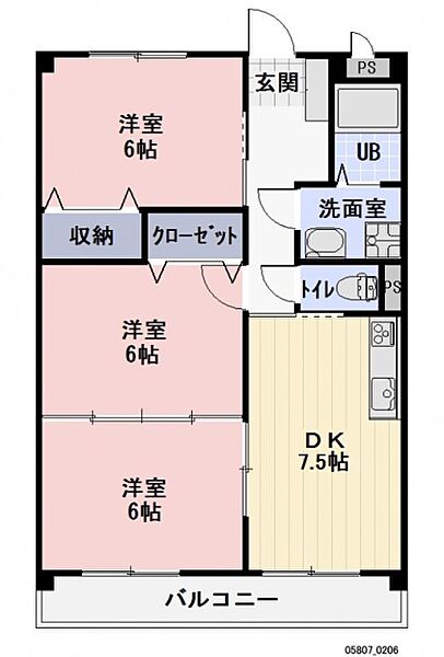 グランメール 307｜三重県伊勢市勢田町(賃貸アパート3DK・3階・56.70㎡)の写真 その2