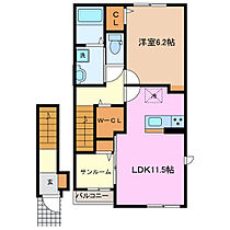 コンフォート 206 ｜ 三重県伊勢市御薗町高向（賃貸アパート1LDK・2階・50.96㎡） その2