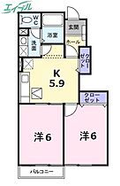 ぺぱーみんと　Ａ棟  ｜ 三重県伊勢市御薗町新開（賃貸アパート2K・1階・42.77㎡） その2