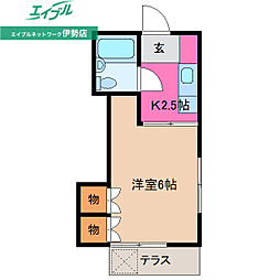 サンシャインA 1Kの間取図画像