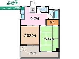 クレアトゥール伊勢志摩 2階2DKの間取り