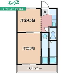 ビレッジハウス小俣2号棟 2Kの間取図画像