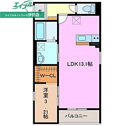 伊勢市御薗町王中島アパート 1LDKの間取図画像