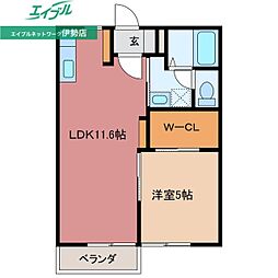 アーバンチェリーB 1LDKの間取図画像