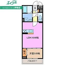 伊勢市御薗町長屋マンション 1LDKの間取図画像