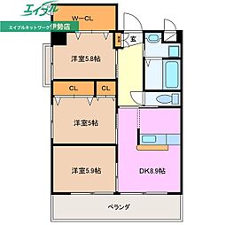プライムタウン 3DKの間取図画像