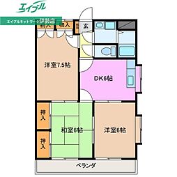 ワンアイム 3DKの間取図画像