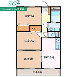 グランメール 3DKの間取図画像