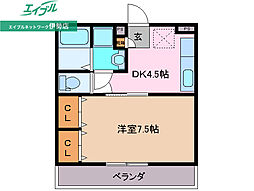 りんどう3 1DKの間取図画像
