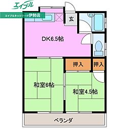 コーポ都 2DKの間取図画像