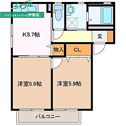 グリーンリーフ 2Kの間取図画像