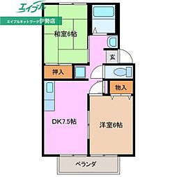 メゾンセンターリバー 2DKの間取図画像