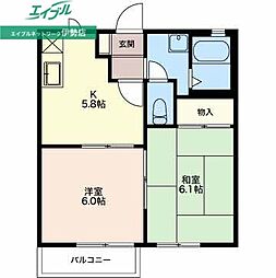 コーポアリスA 2Kの間取図画像