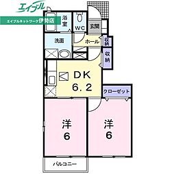 ソレイユ・デュー 2DKの間取図画像