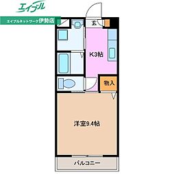 テージス2 1Kの間取図画像