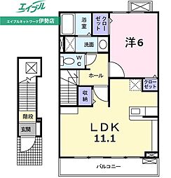 アニバーサリー2 1LDKの間取図画像