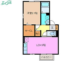 エクレール　Ａ棟  ｜ 三重県津市戸木町（賃貸アパート1LDK・2階・40.43㎡） その2