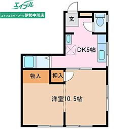 第二伊勢中川ハイツ 1DKの間取図画像