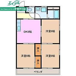 コーポ三恵 3DKの間取図画像