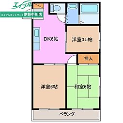 コーポかがみ 3DKの間取図画像