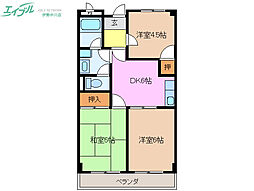 ＥＴＯＩＬＥ中出 3階3DKの間取り