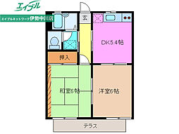 ハイツボンパパ　Ａ 2階2Kの間取り