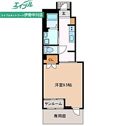 津市高茶屋3丁目アパート 1Kの間取図画像