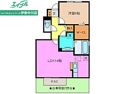 プリムローズ 1LDKの間取図画像