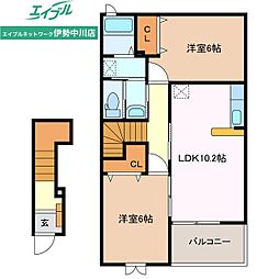 ソレアード・S 2LDKの間取図画像