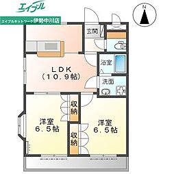 ラピュタ弐番館 2LDKの間取図画像