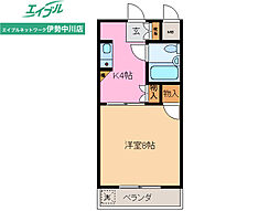 エレボール1 1Kの間取図画像