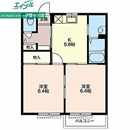 エーデルハイムA 2Kの間取図画像